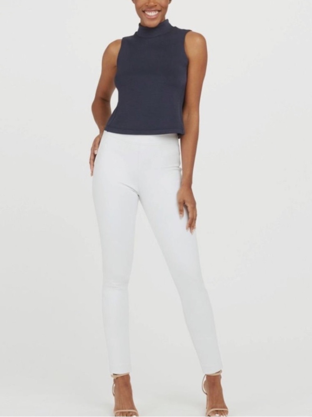 SPANX Classic White Slim Straight Pull On Pants, Size MT, NWT